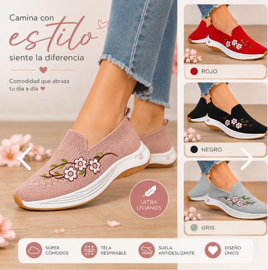 Tenis Slip On Flower Mujer | Ligeros