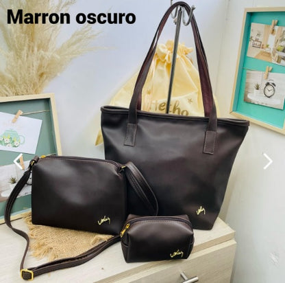 Trio bolsos en Cuero Dama Vélez
